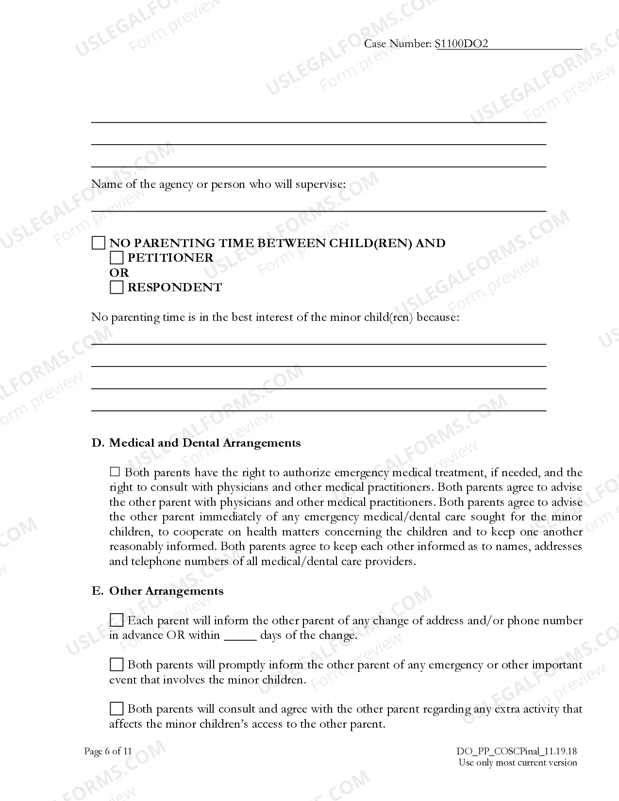 Preview Parenting Plan