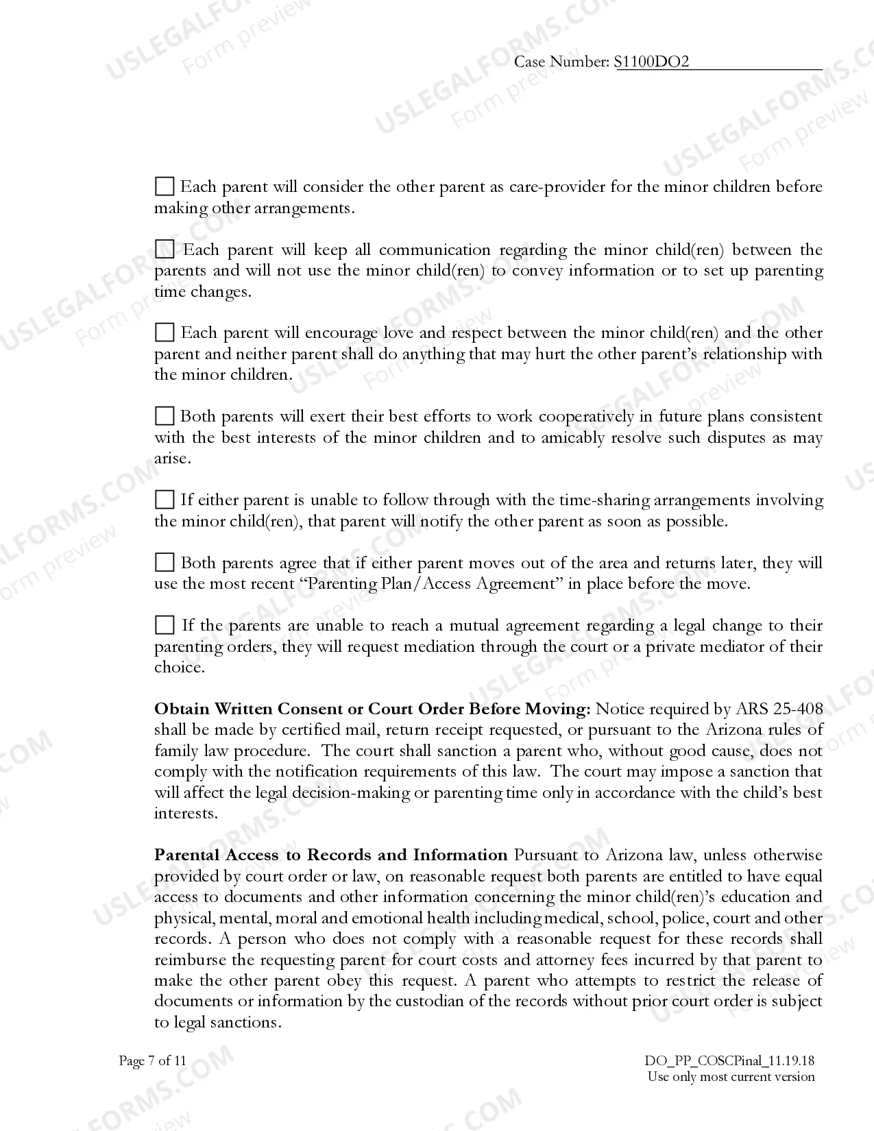 Preview Parenting Plan