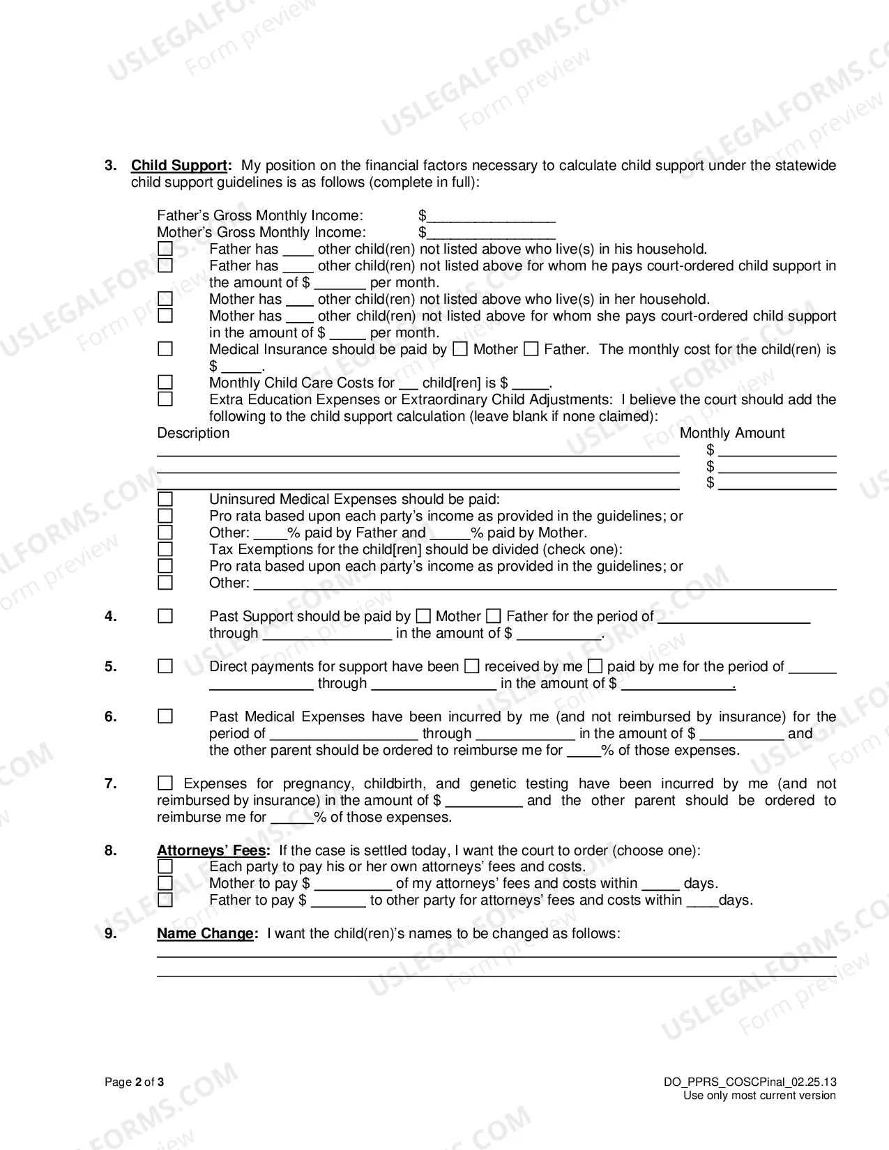 Preview Proposed Paternity Resolution Statement