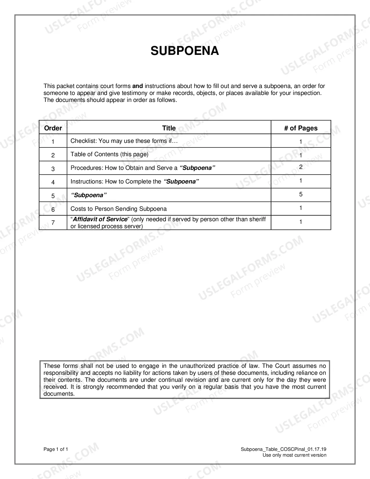 Preview Subpoena