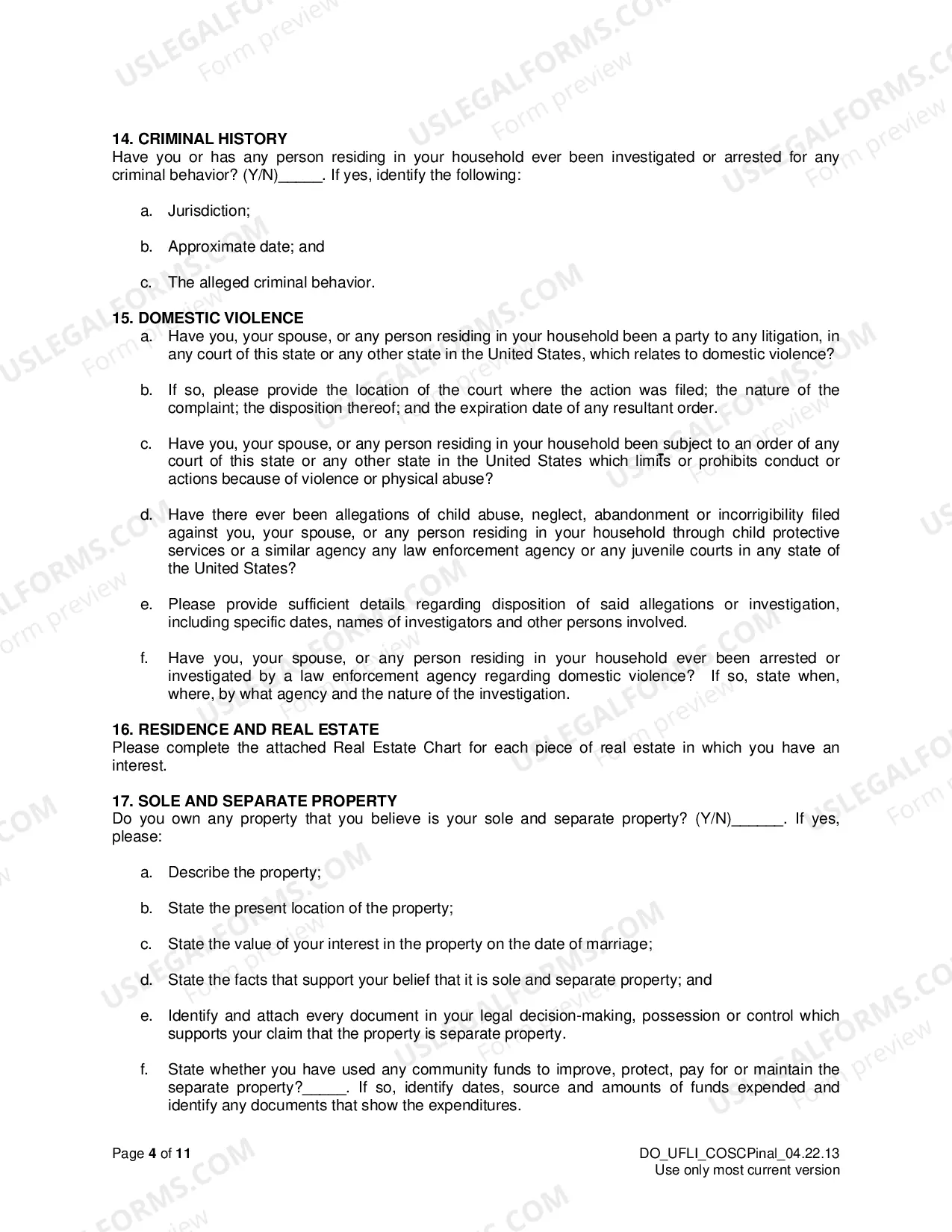 Preview Uniform Family Law Interrogatories