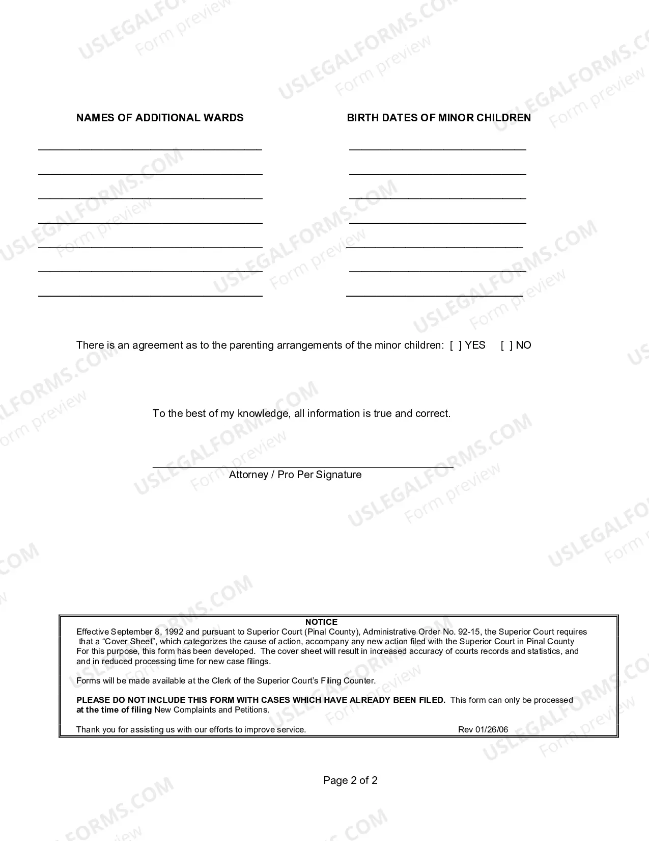Preview Adoption Cover Sheet