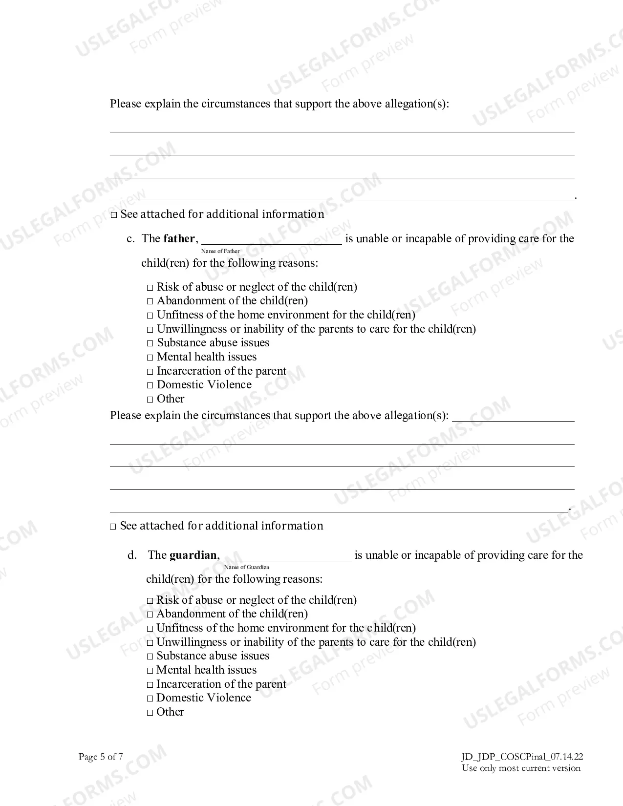 Preview Private Juvenile Dependency Cover Sheet