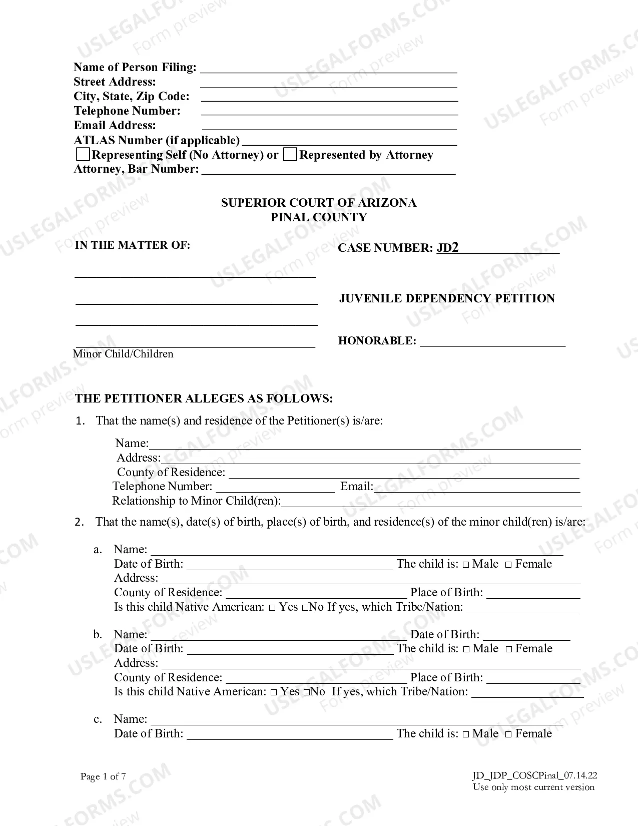 Preview Private Juvenile Dependency Cover Sheet