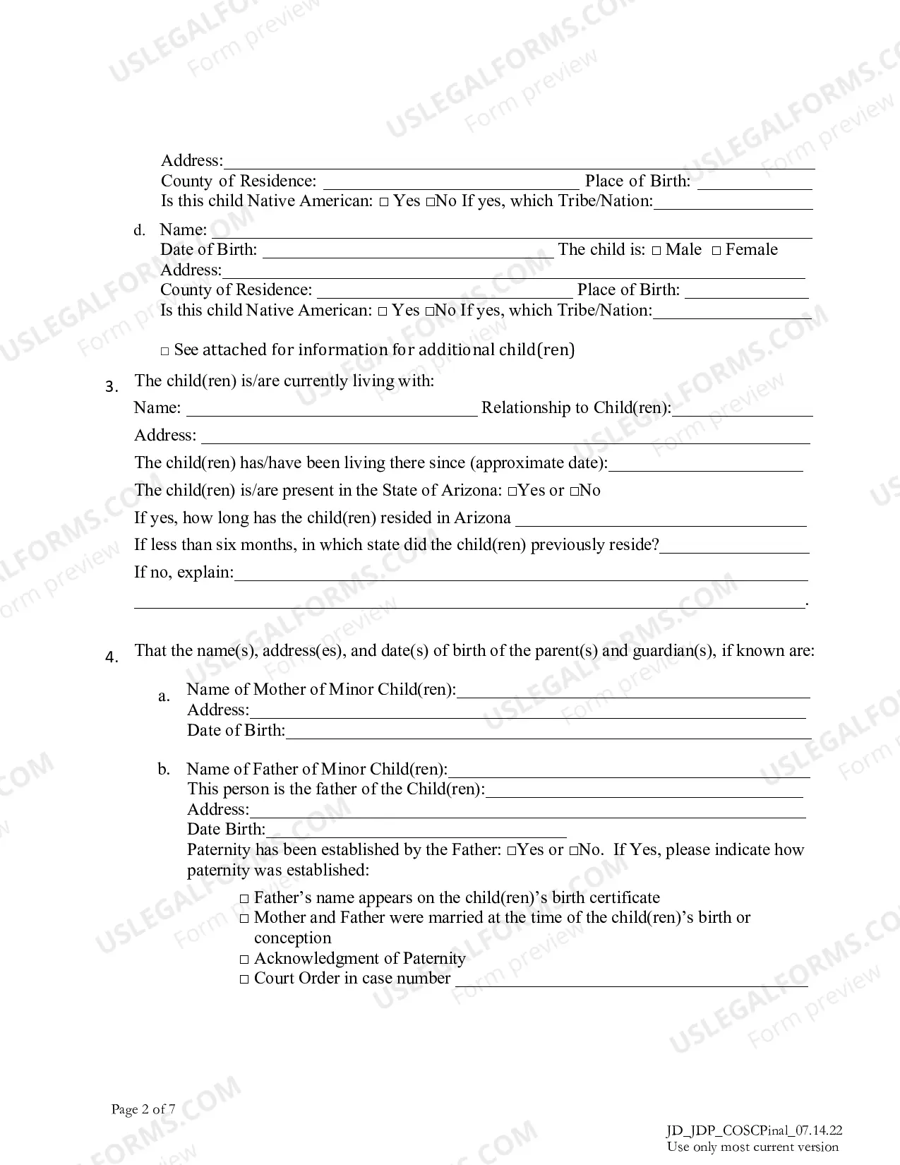 Preview Private Juvenile Dependency Cover Sheet