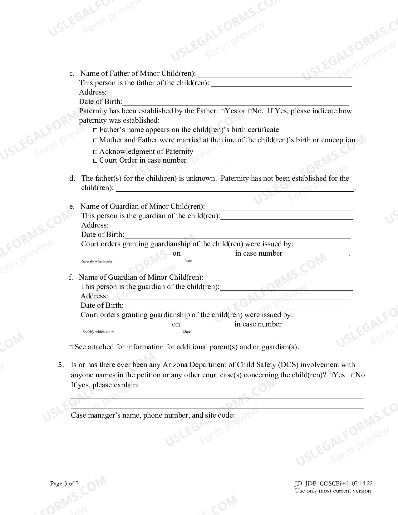 Preview Private Juvenile Dependency Cover Sheet