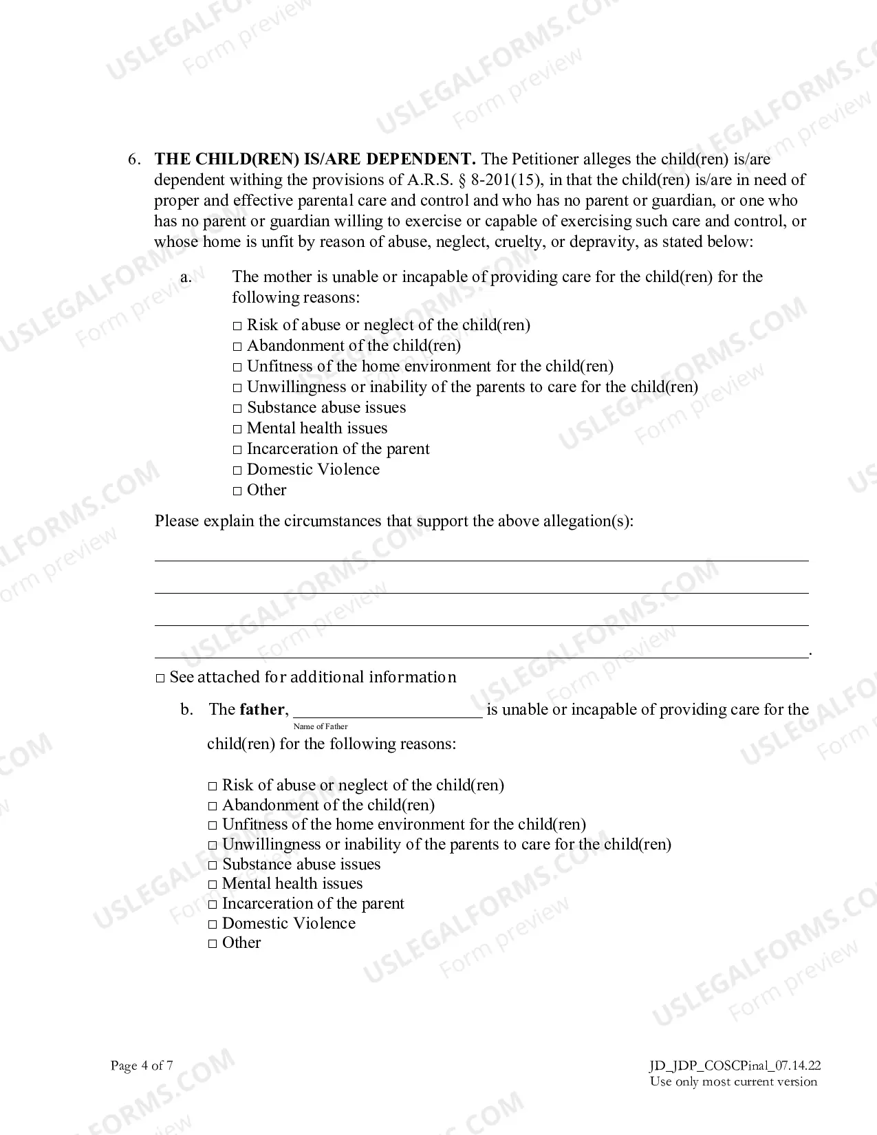 Preview Private Juvenile Dependency Cover Sheet