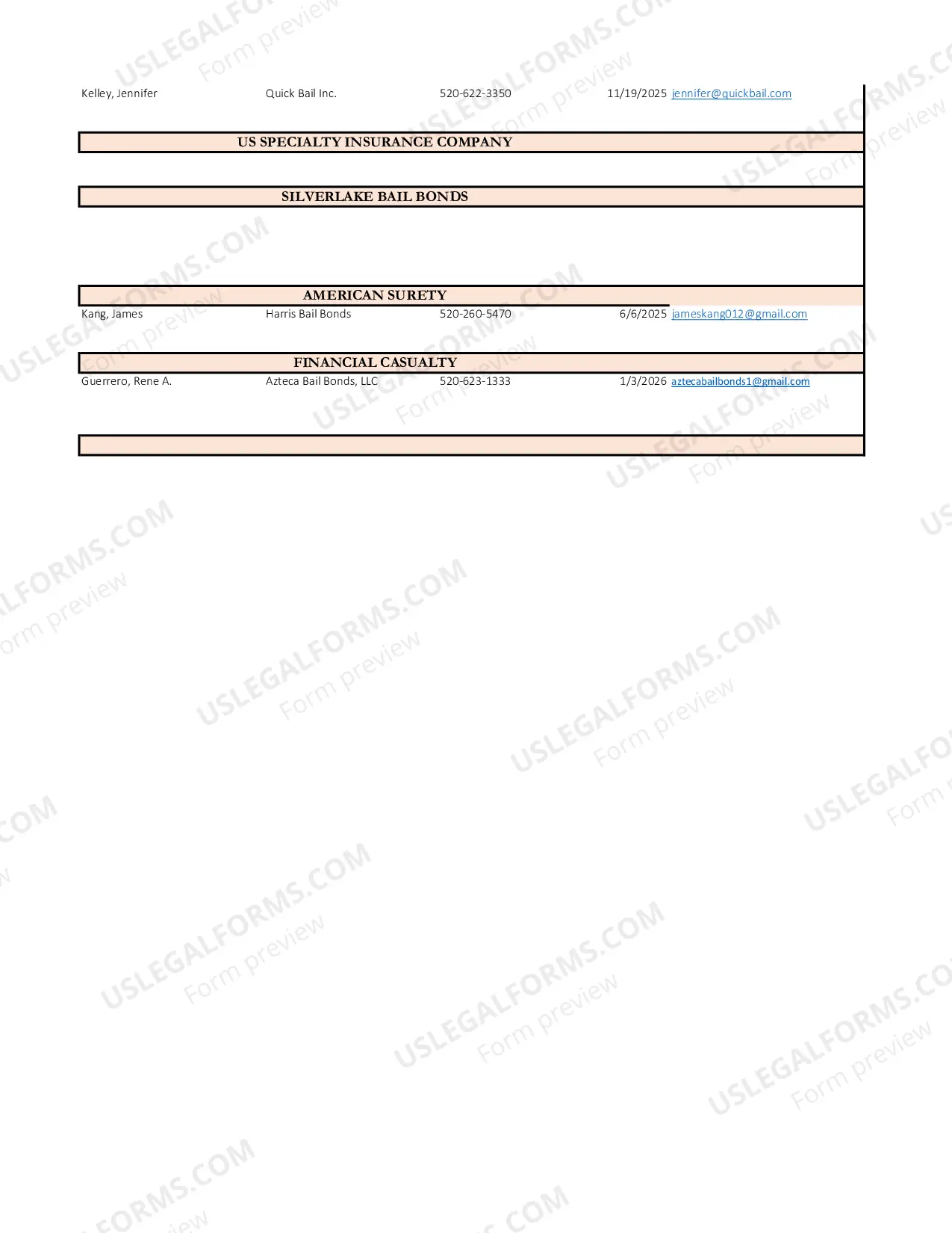 Preview Affidavit for Professional Bail Bond Agent
