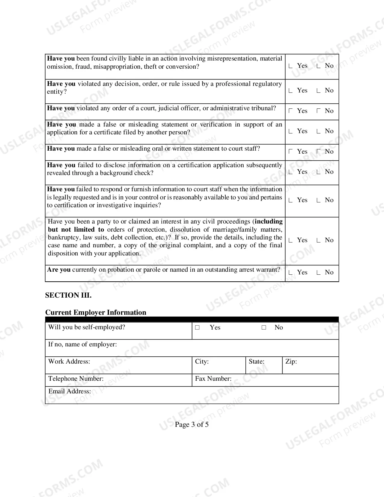 Preview Private Process Server Application (Renewal)