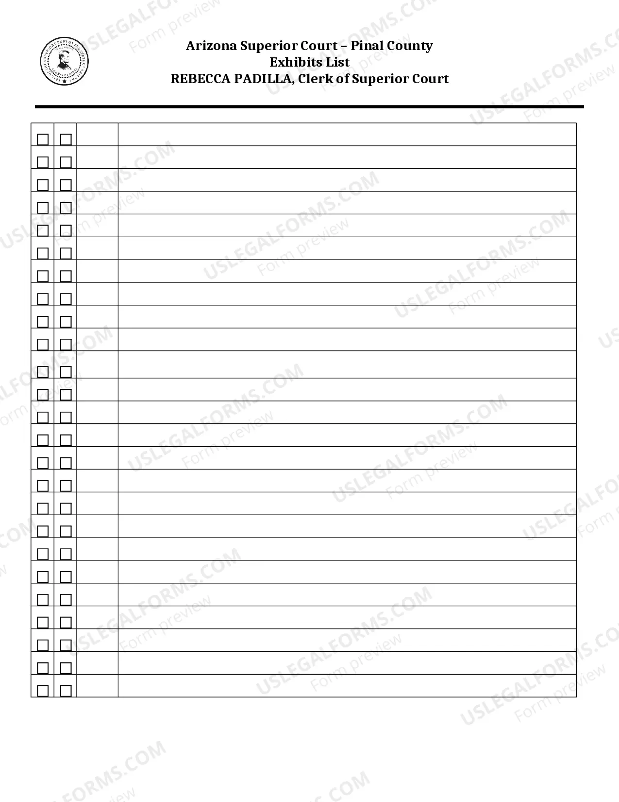 Preview Exhibit List