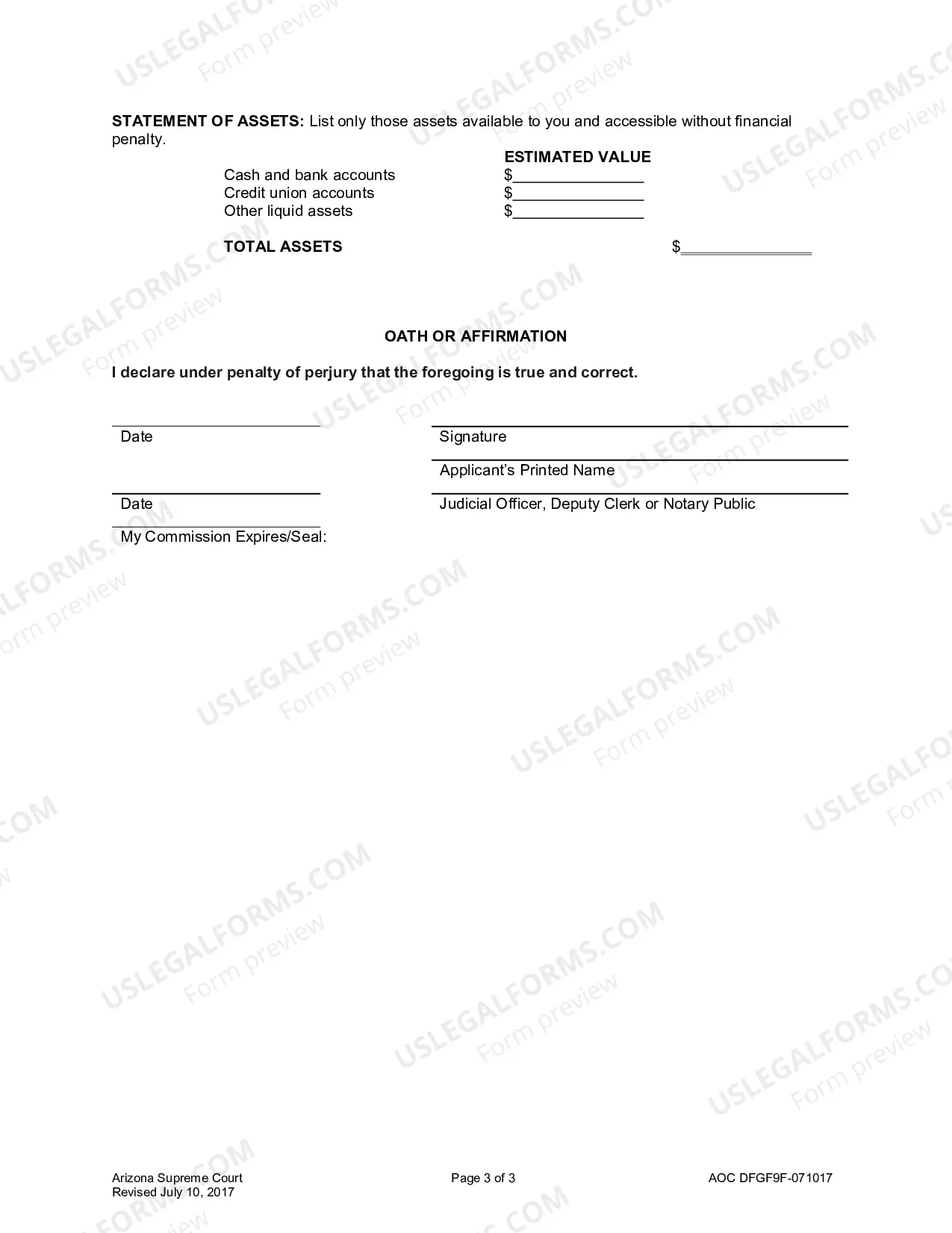 Preview Supplemental Application for Deferral or Waiver of Court Fees and/or Costs
