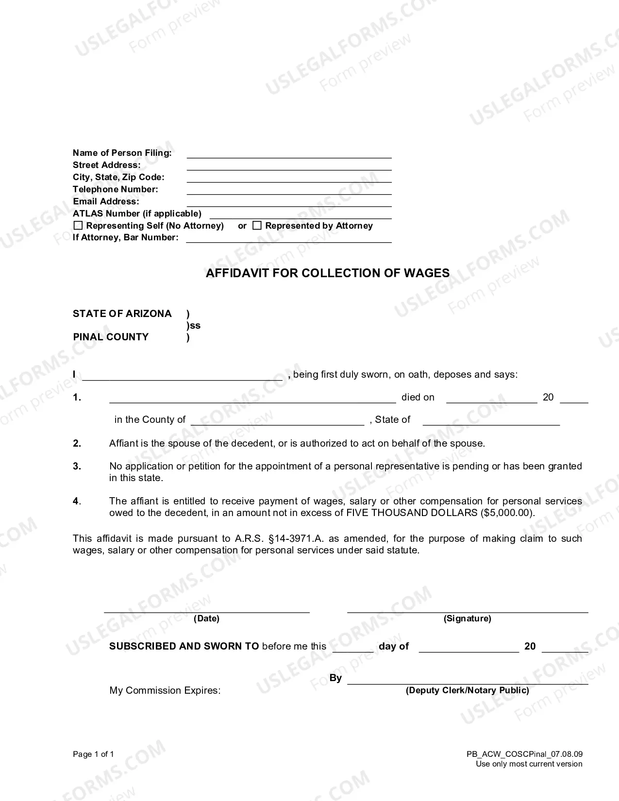 Preview Affidavit For Collection Of Personal Property Package