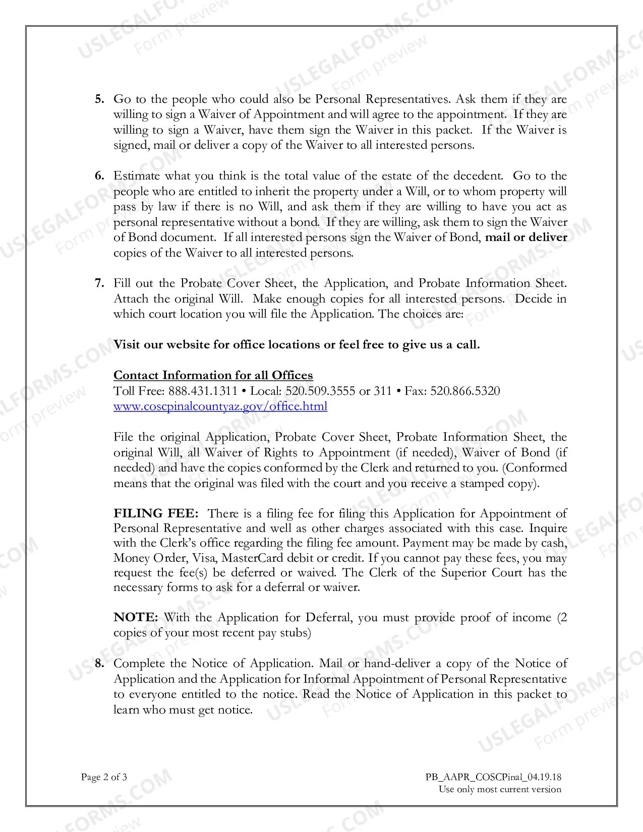Preview Application for Appointment as Personal Representative