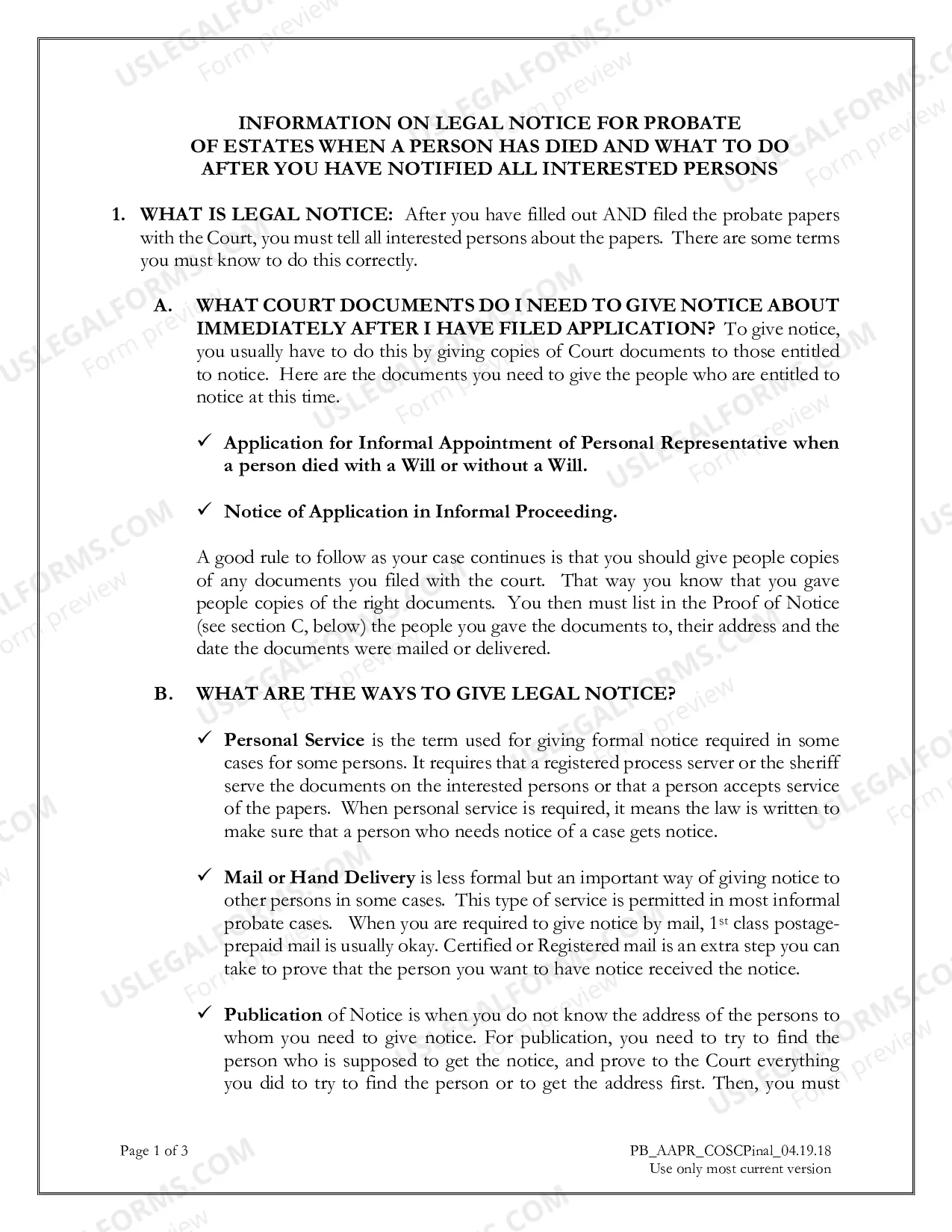 Preview Application for Appointment as Personal Representative