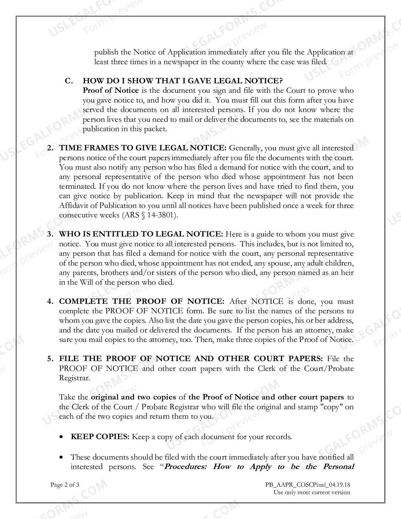 Preview Application for Appointment as Personal Representative