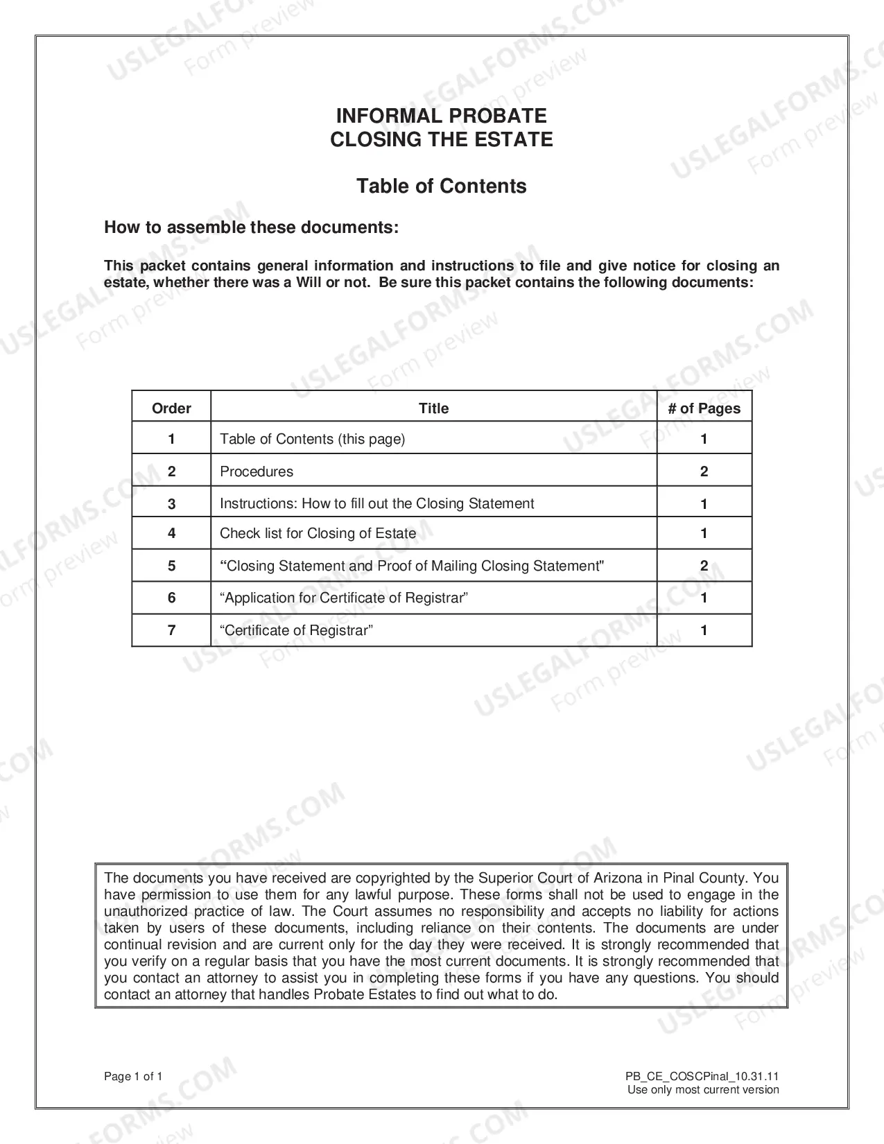 Preview Closing Estate Packet