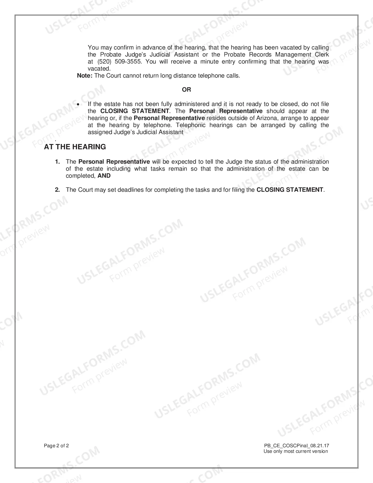Preview Closing Estate Packet