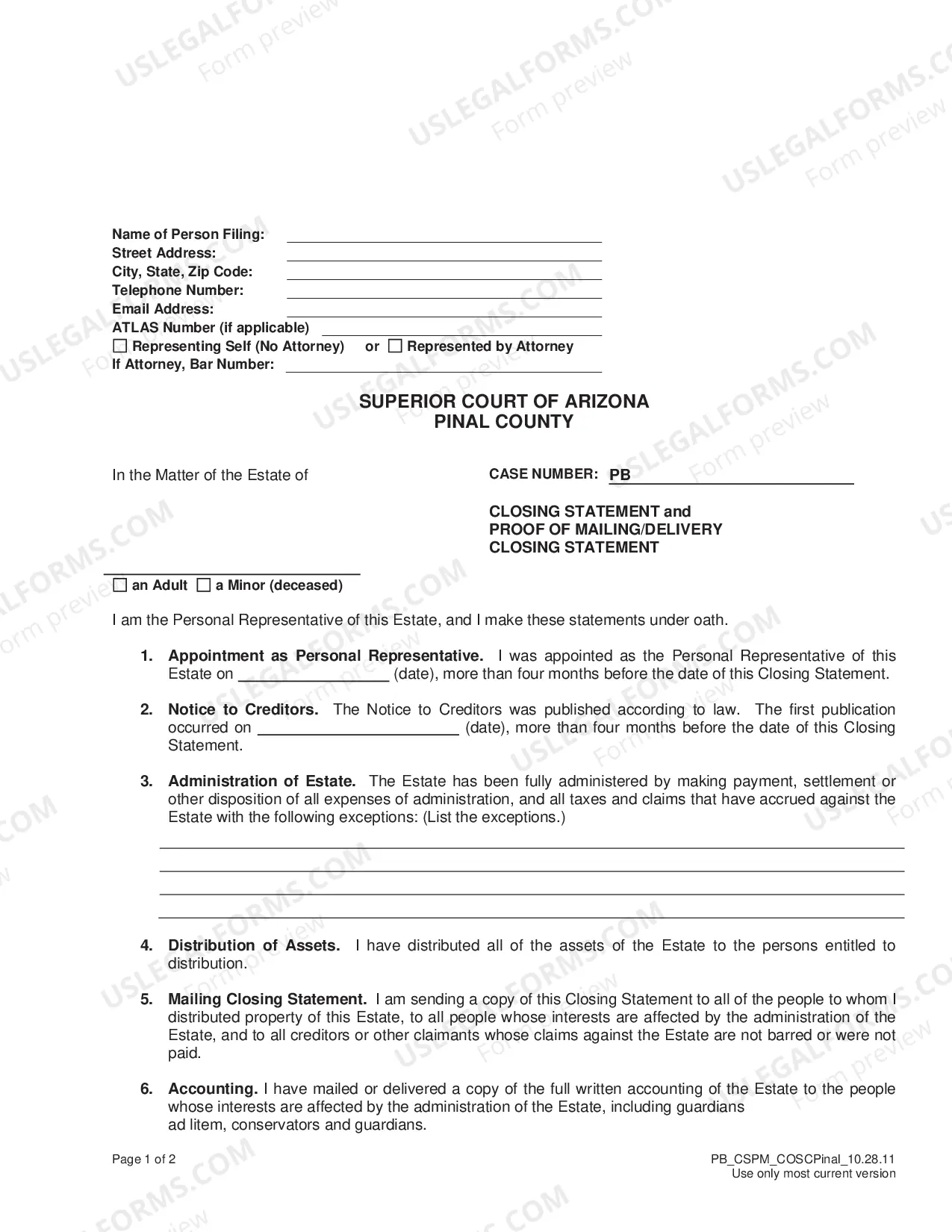 Preview Closing Estate Packet