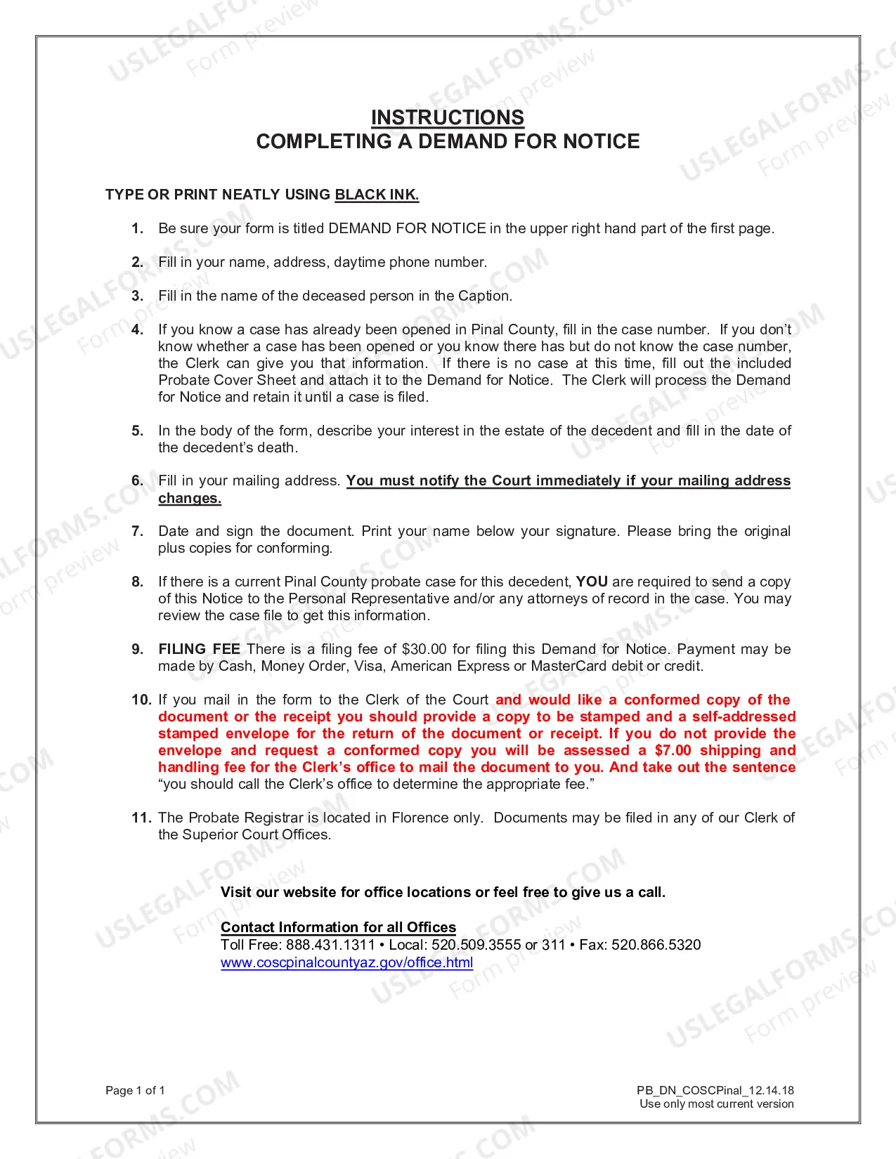 Preview Demand for Notice