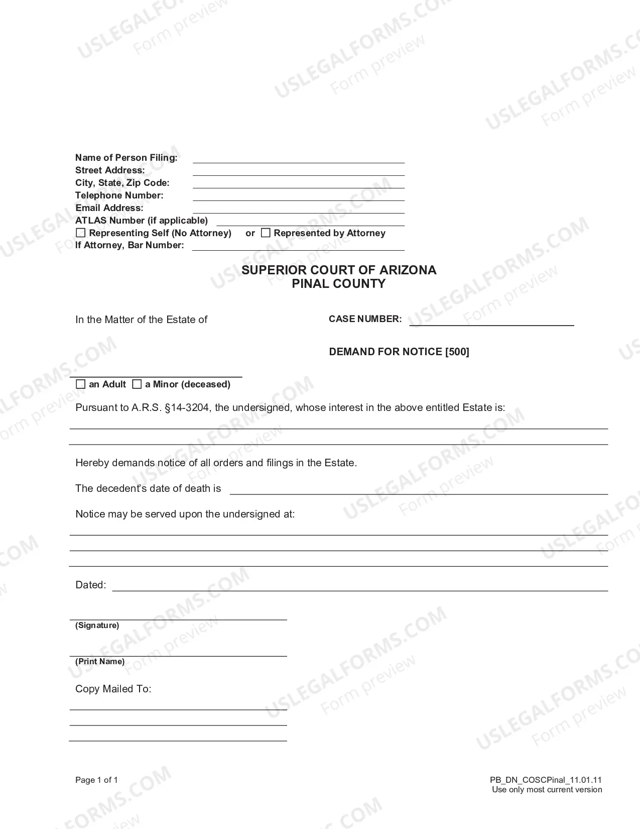 Preview Demand for Notice