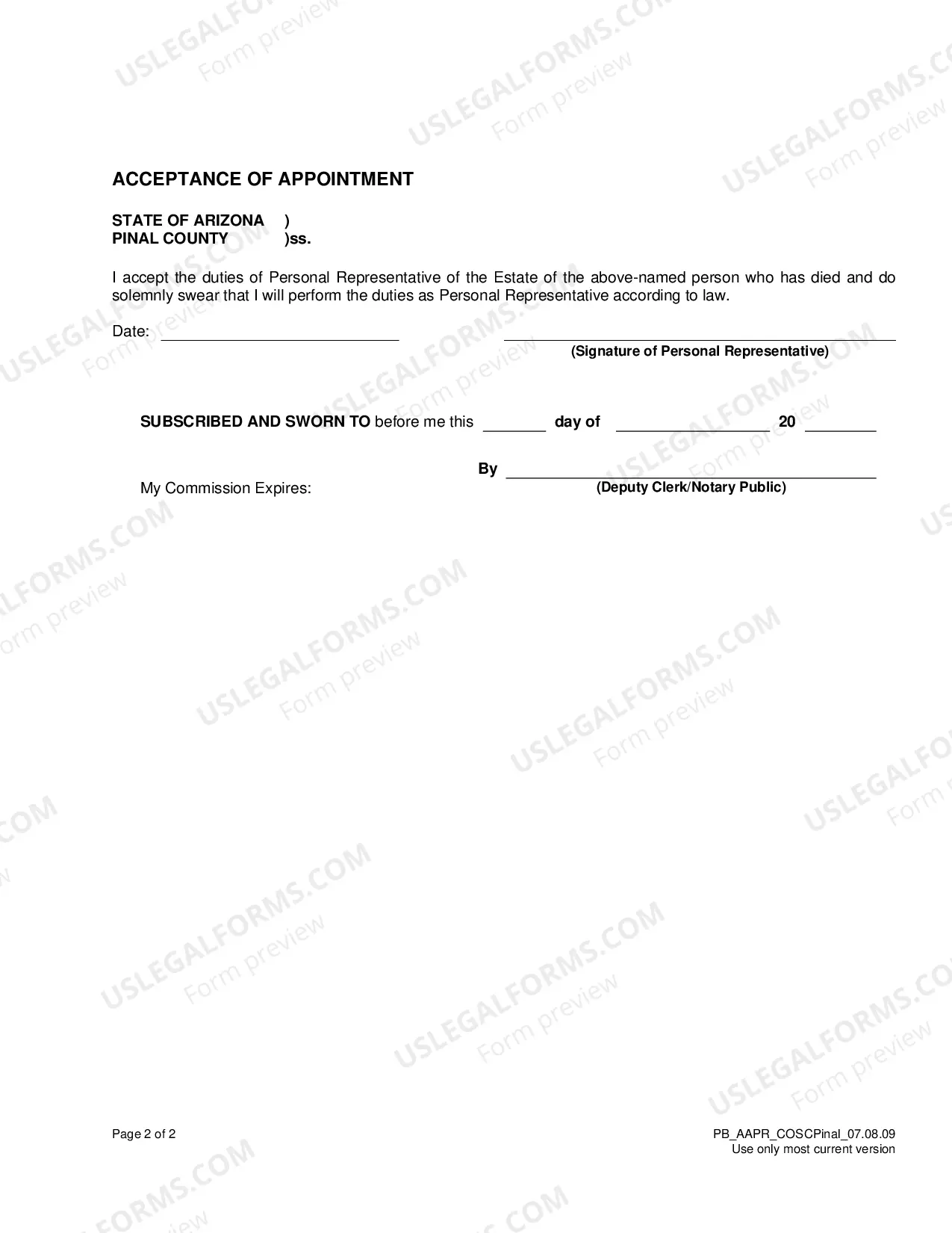 Preview Letters and Acceptance of Personal Representative
