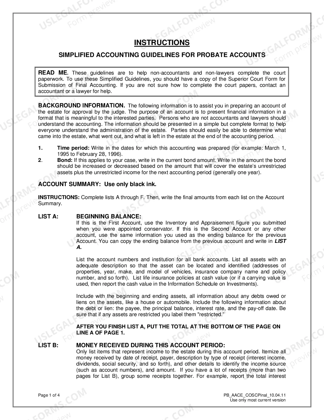 Preview Administrating and Accounting before Closing an Estate