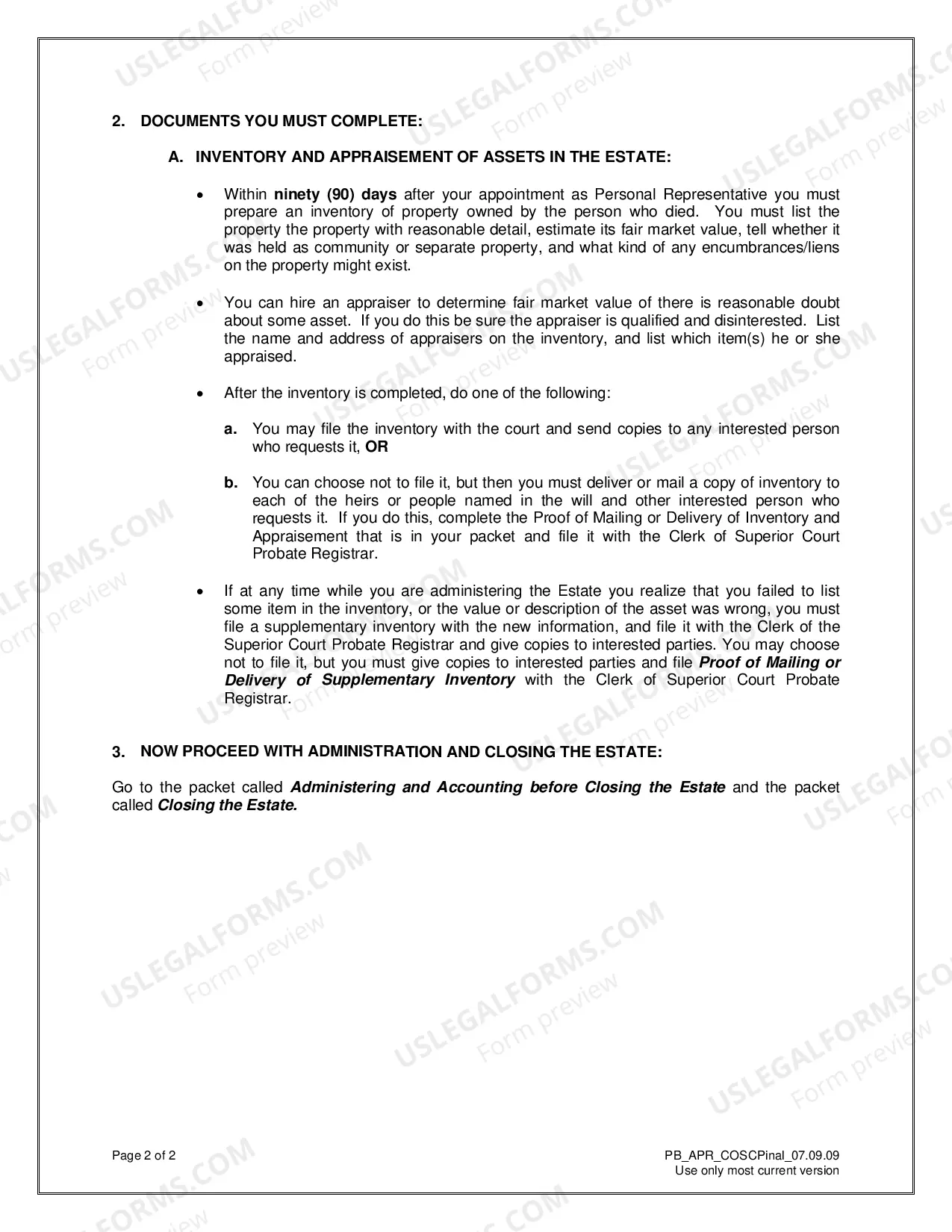 Preview Appointment as Personal Representative