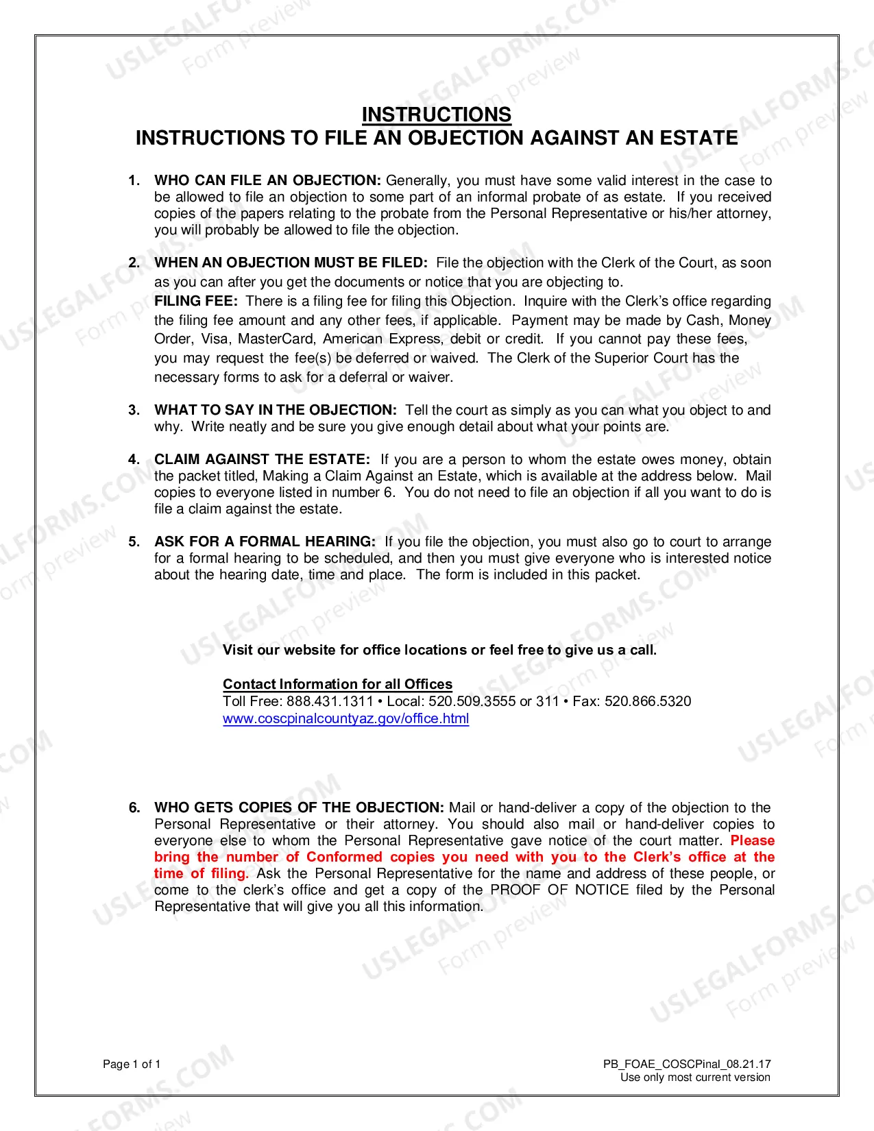Preview Objection And Request For Formal Proceeding