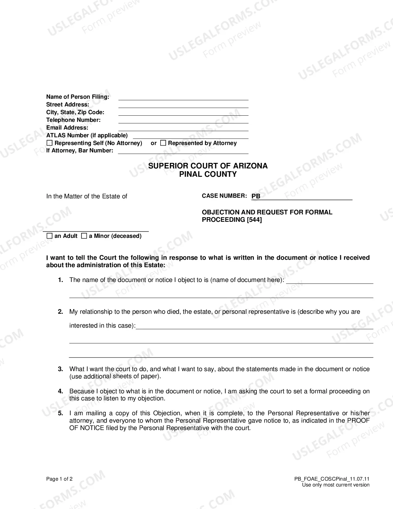Preview Objection And Request For Formal Proceeding