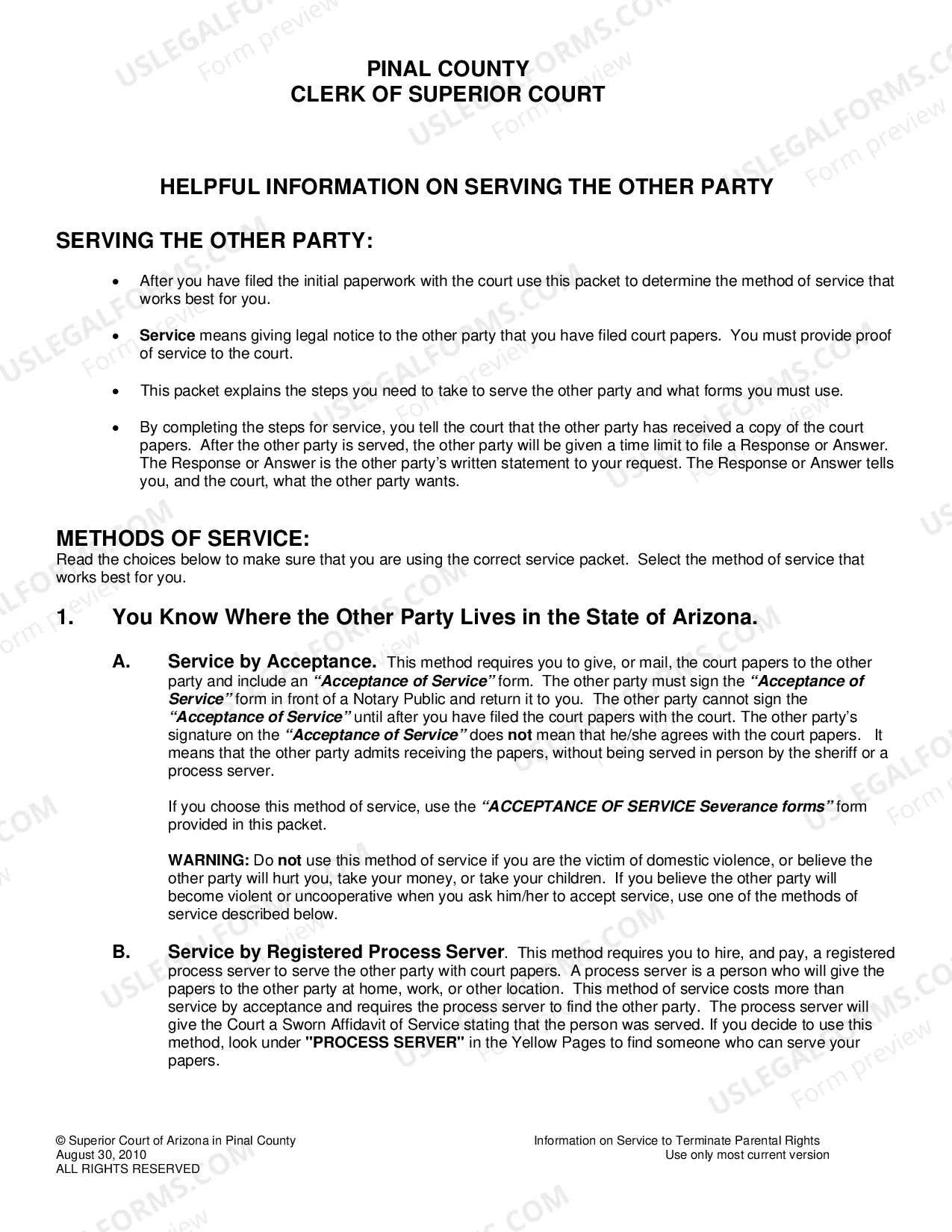 Preview Helpful Information on Service on Interested Parties