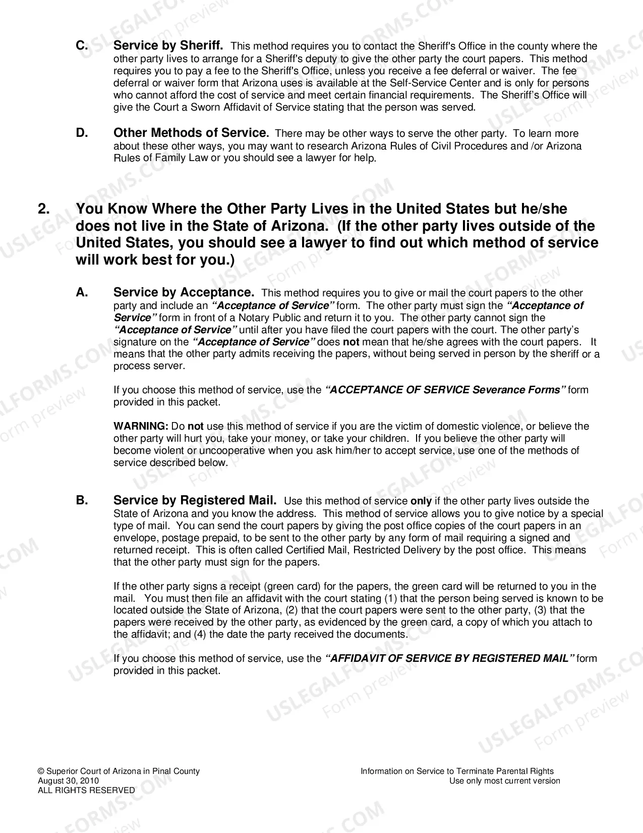 Preview Helpful Information on Service on Interested Parties