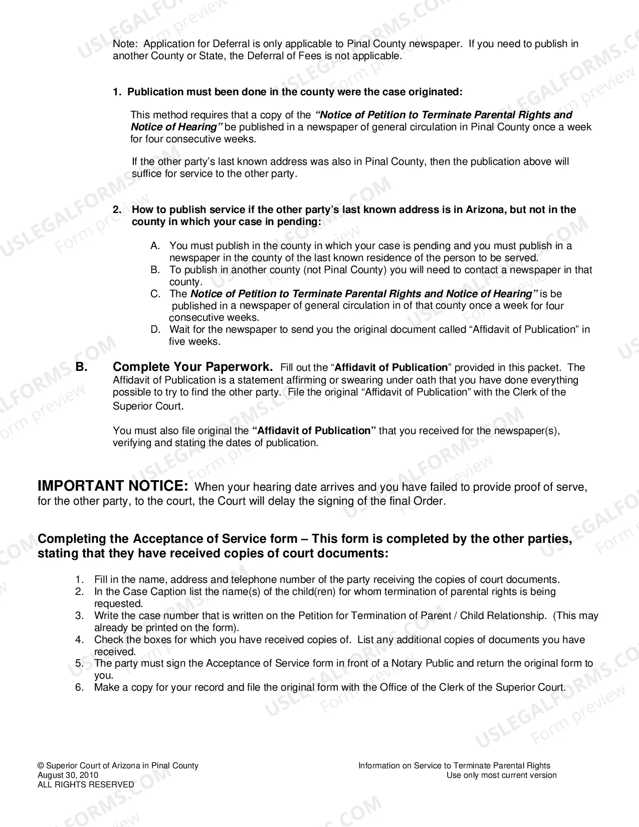 Preview Helpful Information on Service on Interested Parties