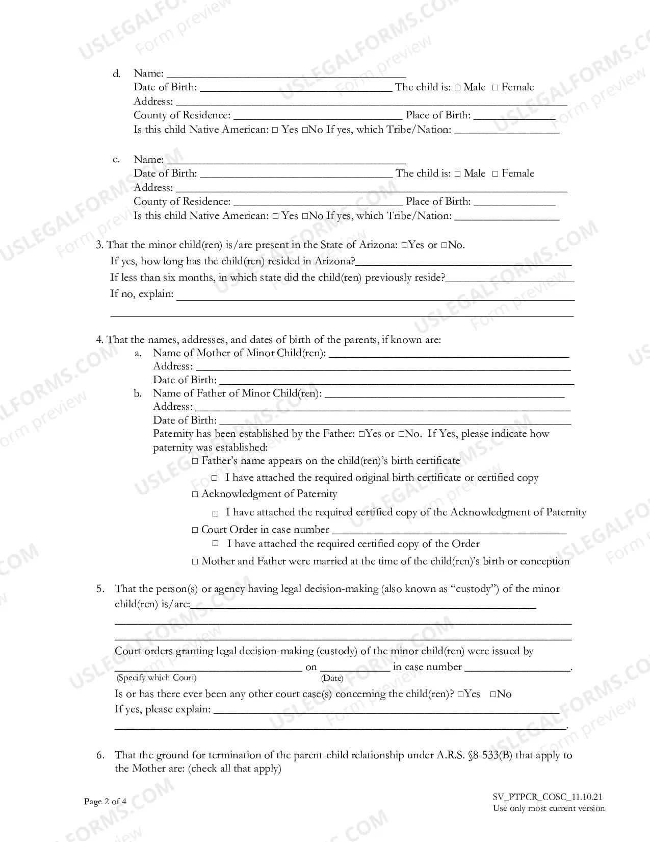 Preview Petition for Termination