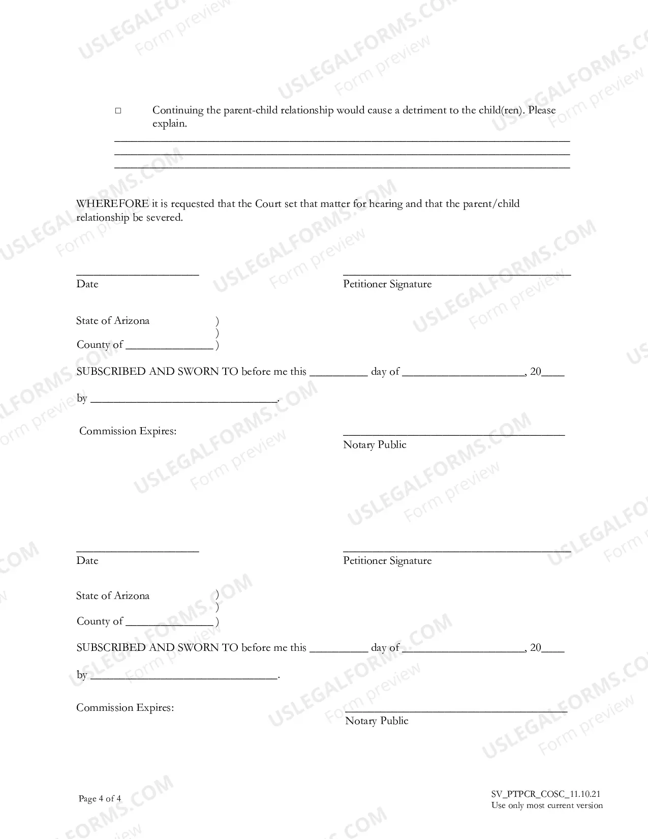 Preview Petition for Termination