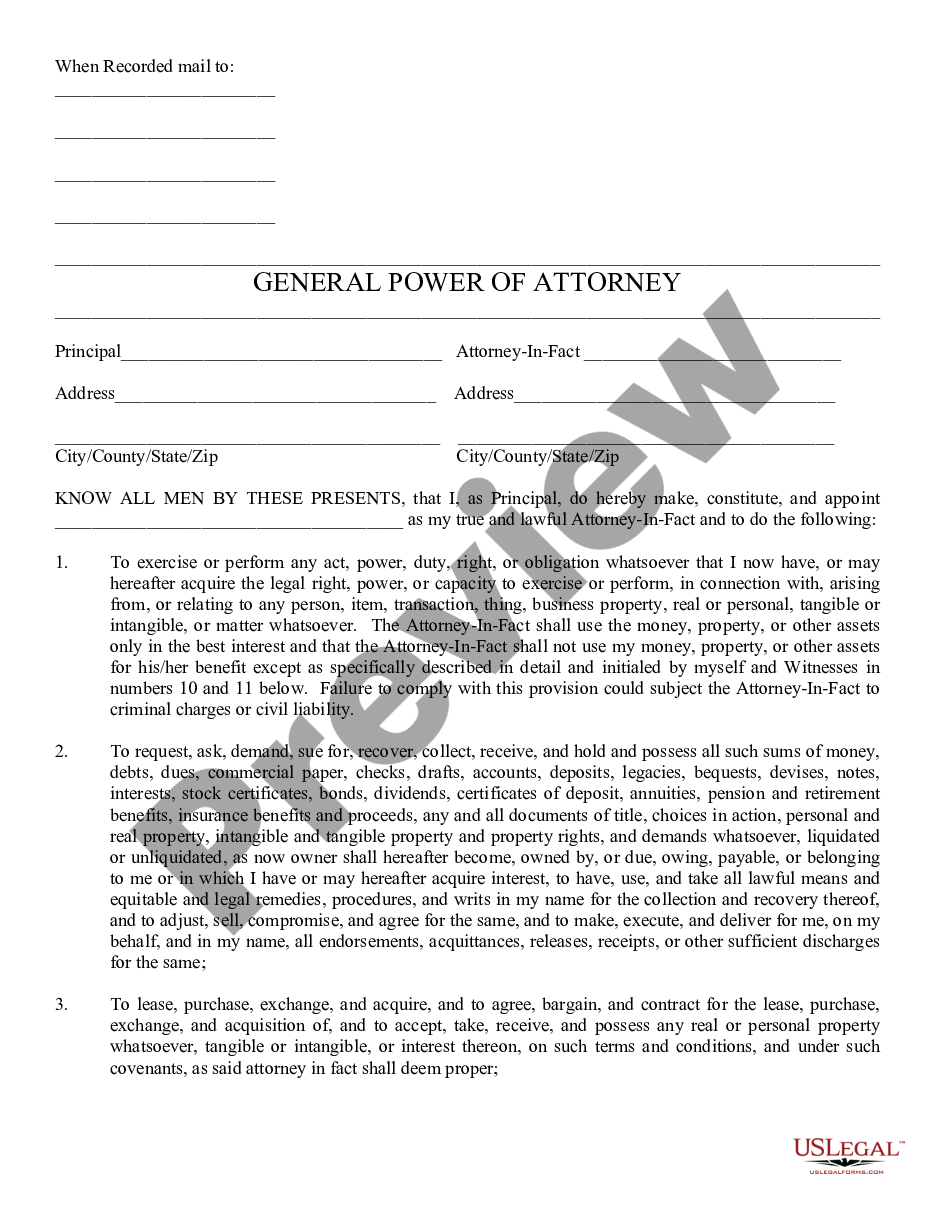 page 0 General Power of Attorney preview