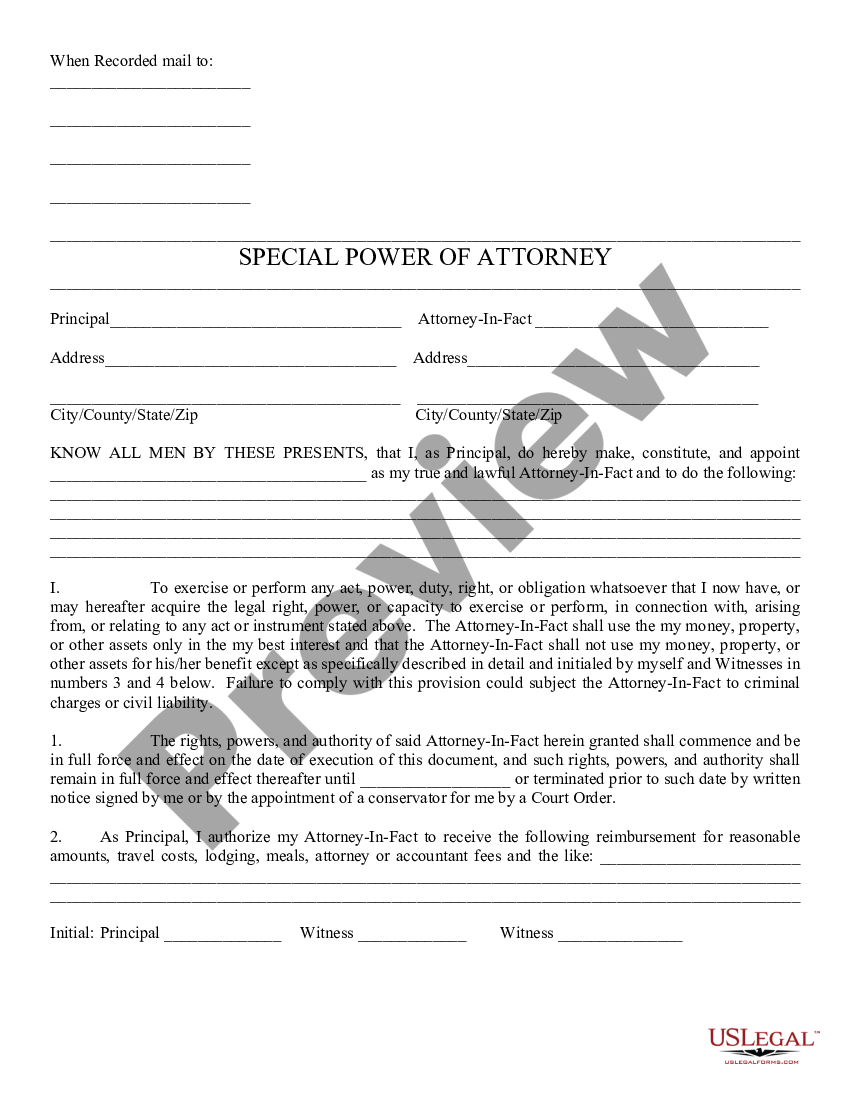 Special Power Of Attorney Arizona With Signature Us Legal Forms 1807