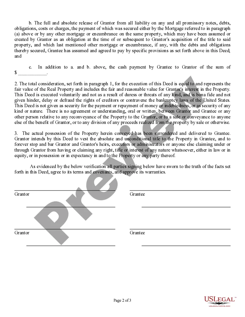 Get Warranty Deed in Lieu of Foreclosure and Affidavit Preview Warranty Deed in Lieu of Foreclosure and Affidavit