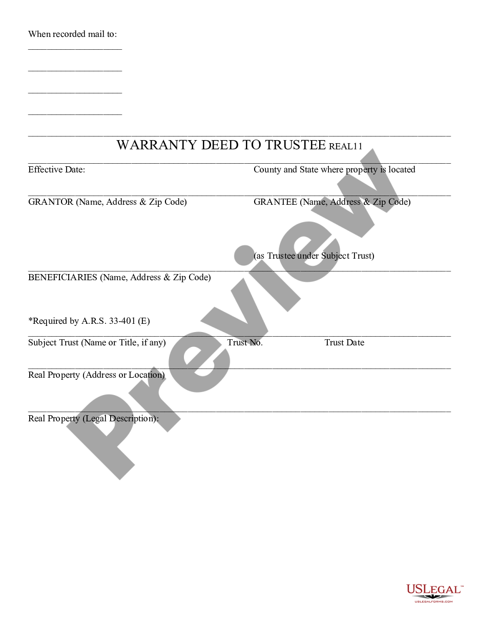 form Warranty Deed of Trustee preview