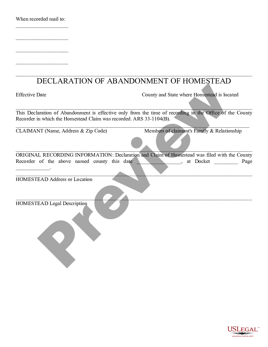 page 0 Declaration of Abandonment of Homestead preview
