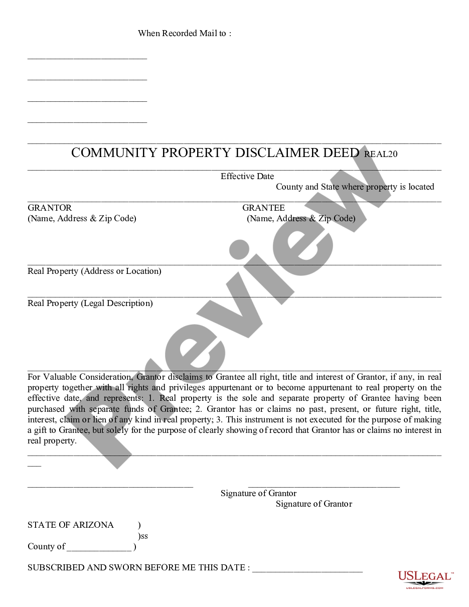 page 0 Community Property Disclaimer preview