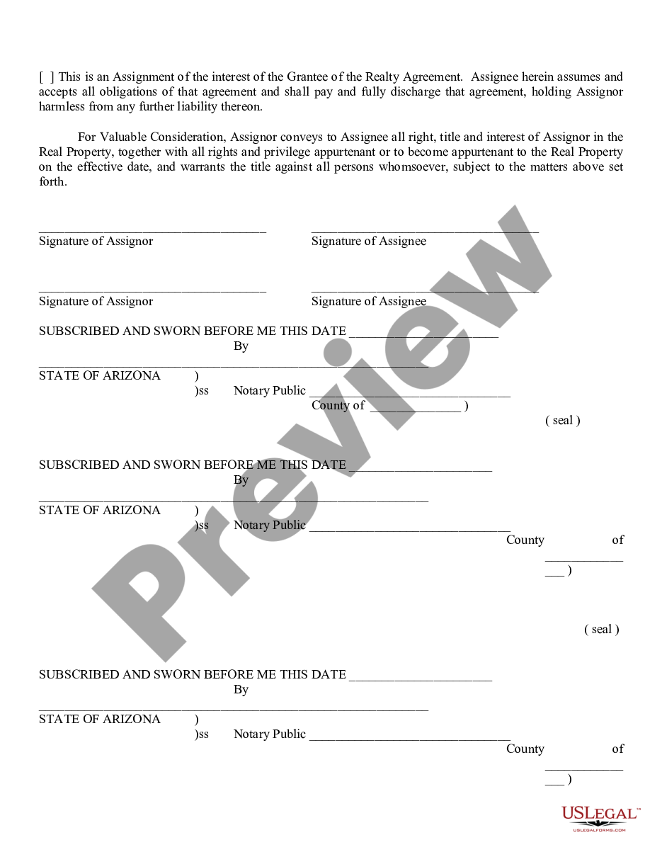 page 1 Deed and Assignment of Interest in Realty Agreement for Sale - Warranty preview