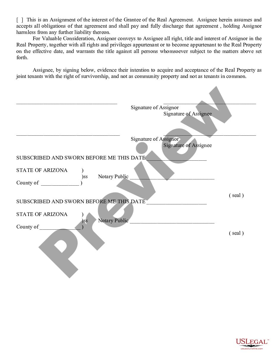 page 1 Deed and Assignment of Interest in Realty Agreement for Sale - Warranty Joint Tenancy preview
