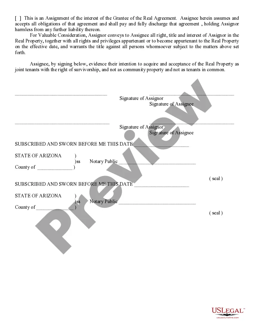 Get Deed and Assignment of Interest in Realty Agreement for Sale - Warranty Joint Tenancy Preview Deed and Assignment of Interest in Realty Agreement for Sale - Warranty Joint Tenancy
