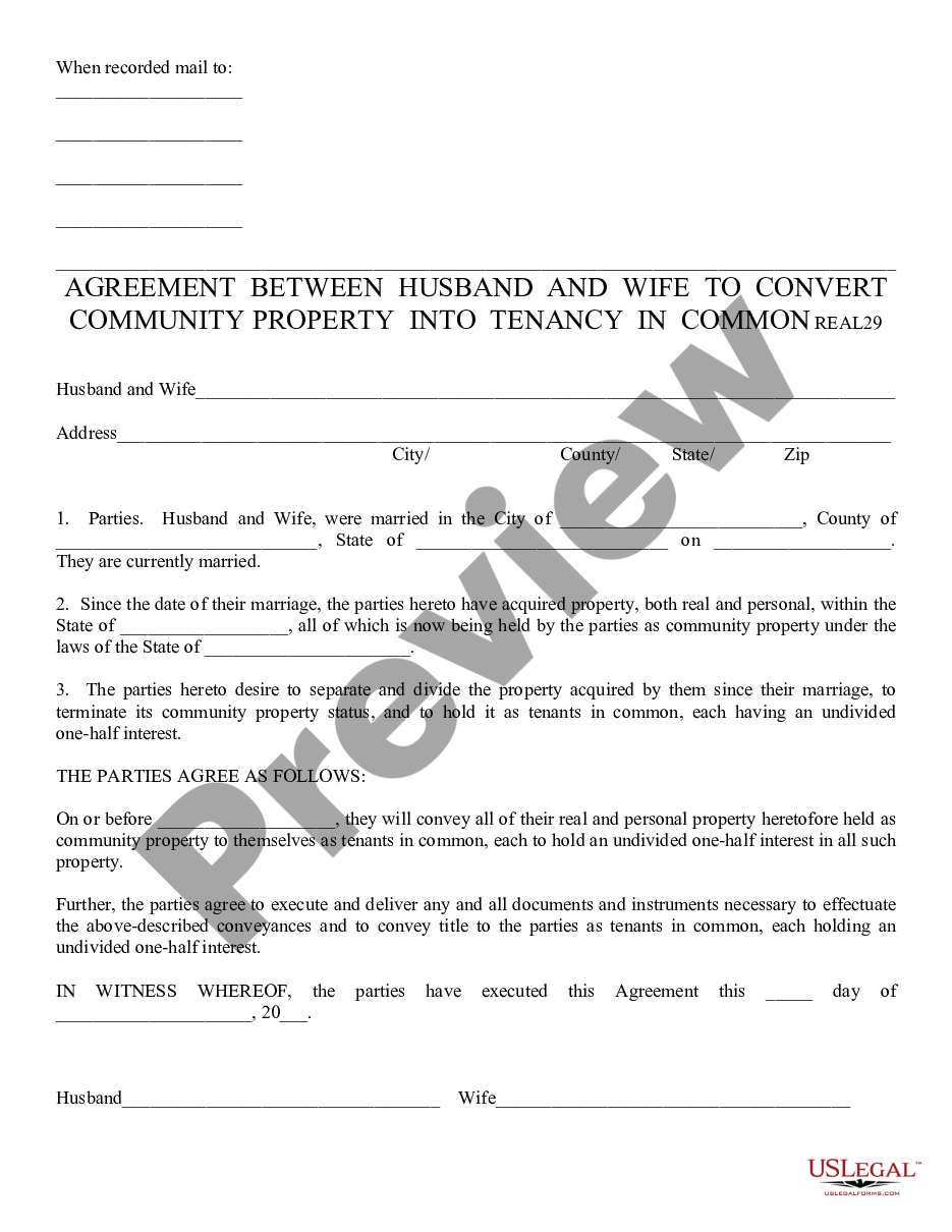 form Deed Between Husband and Wife preview