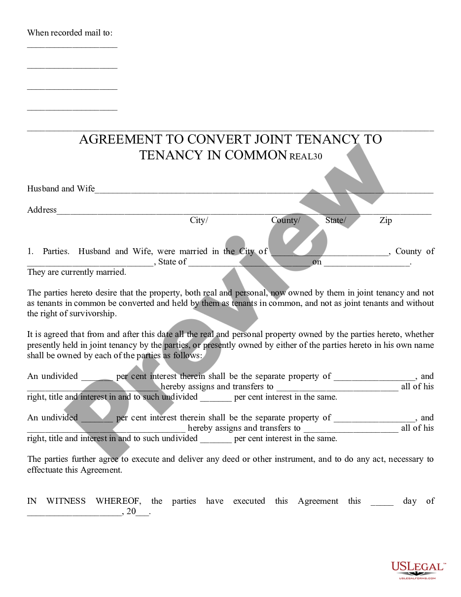 form Joint Tenancy to Tenancy in Common Deed preview