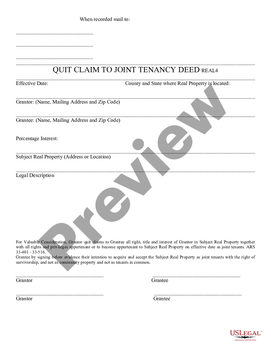 form Quitclaim to Joint Tenancy preview