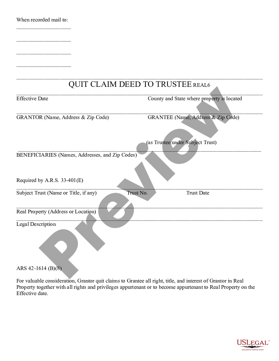 page 0 Quitclaim to Trustee preview