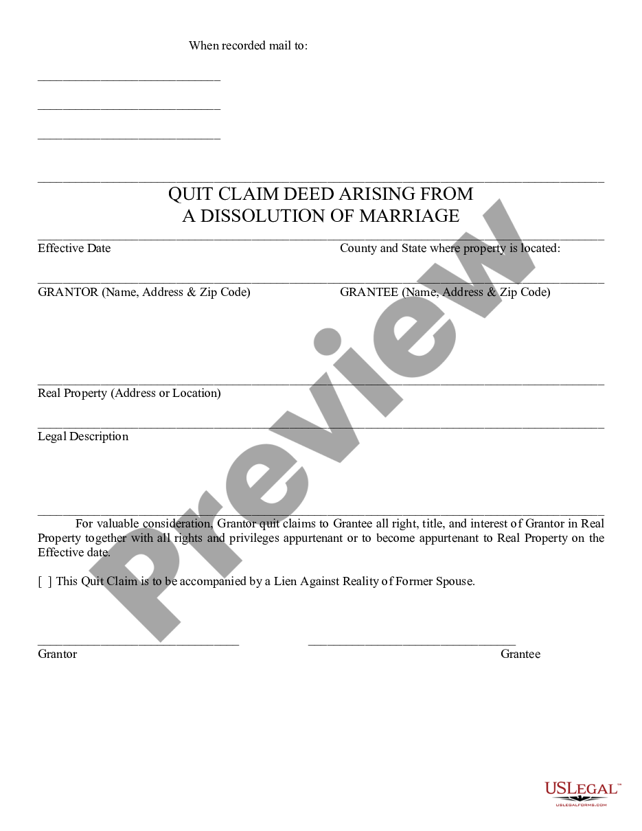 page 0 Quitclaim from Divorcee preview