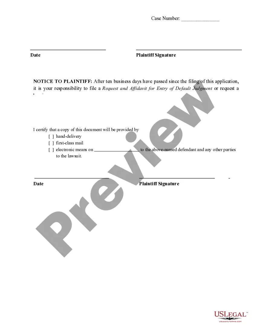 Get Application for Entry of Default (Small Claims) Preview Application for Entry of Default (Small Claims)