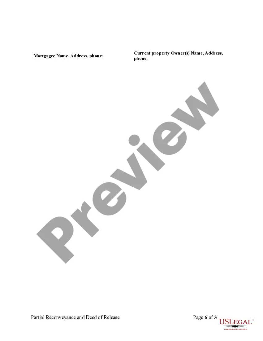 Preview Partial Release of Property From Deed of Trust for Corporation